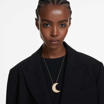 swarovski قلادة sublima، شكل هلال، لون ذهبي، طلاء باللون الذهبي