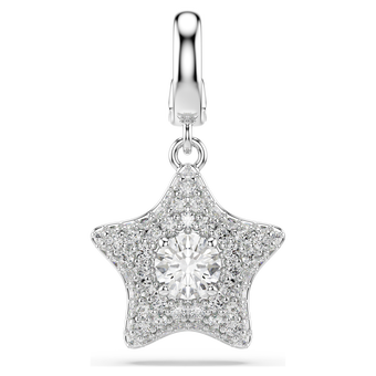 swarovski تعليقة sublima، قطع مُستدير، شكل نجمة، لون أبيض، طلاء روديوم