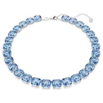swarovski عقد millenia، قطع الوسادة، لون أزرق، طلاء روديوم