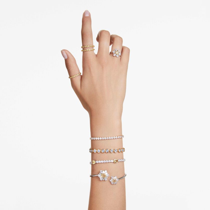 swarovski سوار idyllia، على شكل زهرة، لون أصفر، طلاء روديوم