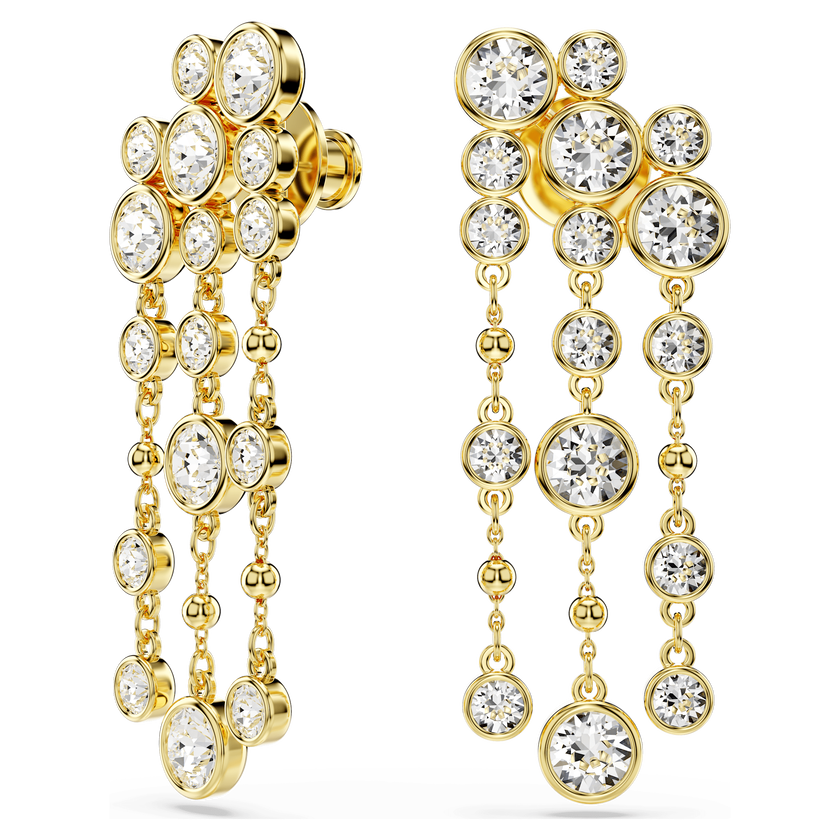 swarovski أقراط متدلية imber، قطع مُستدير، شكل ثُريا، لون أبيض، طلاء بلون ذهبي