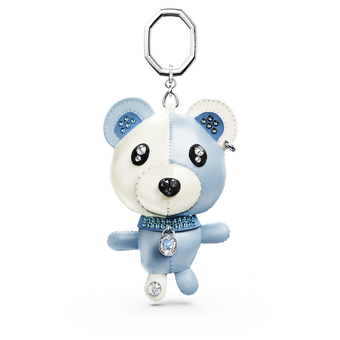 swarovski تعليقة حقيبة teddy، شكل دب، لون أزرق، طلاء روديوم