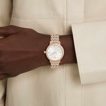 swarovski ساعة imber، صناعة سويسرية، سوار معدني، لون ذهبي وردي، لمسة نهائية باللون الذهبي الوردي