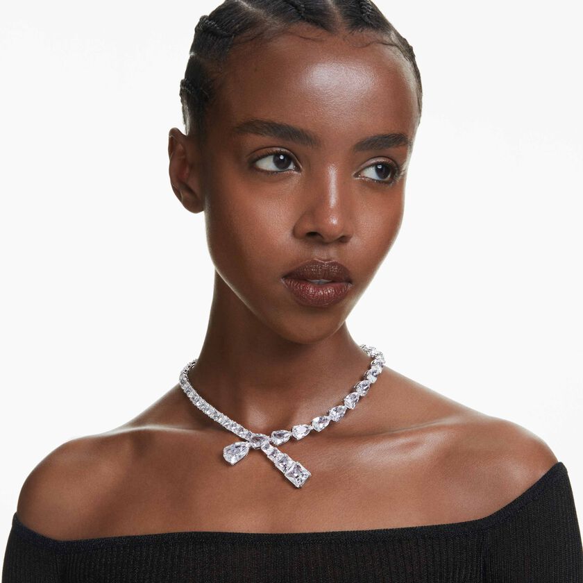 swarovski عقد matrix، قطع متنوع، لون أبيض، طلاء روديوم