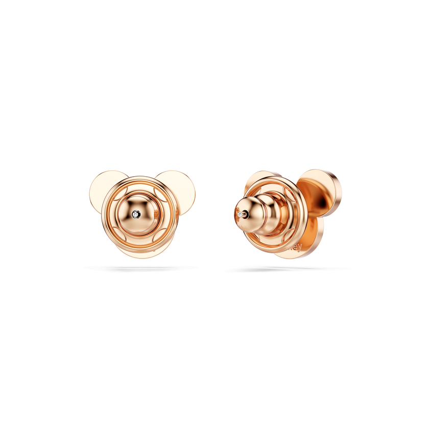 swarovski أقراط دبوسية mickey   minnie، لون أسود، طلاء باللون الذهبي الوردي