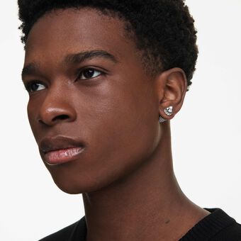 swarovski أقراط دبوسية sublima، شكل سن مدببة، لون أبيض، طلاء روثينيوم