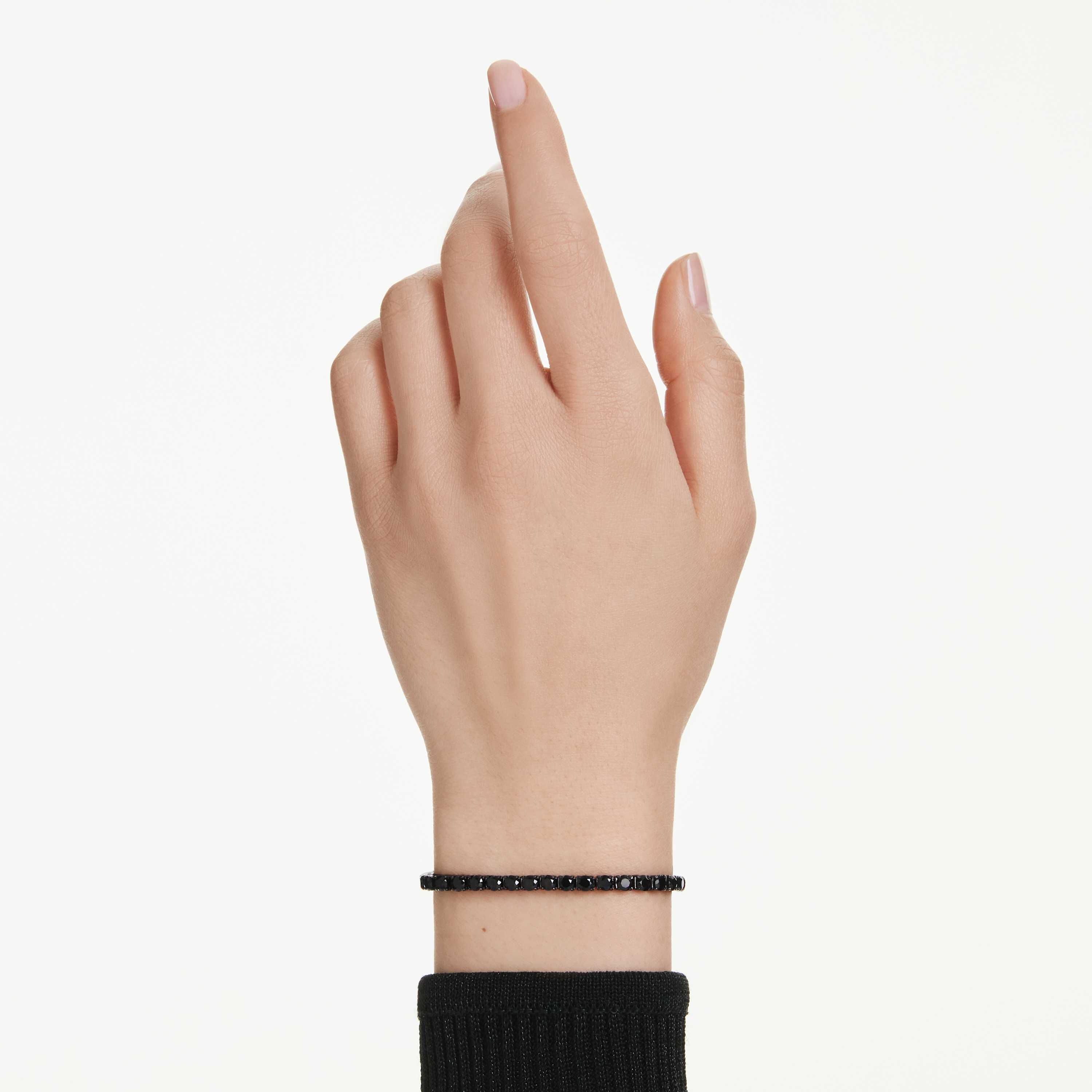 swarovski سوار تنس matrix، قطع مستدير، لون أسود، طلاء روثينيوم