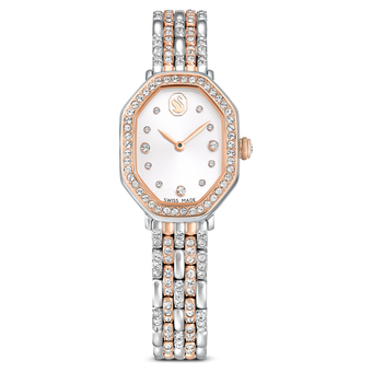 swarovski dextera octagon watch swiss made metal bracelet silver tone rose gold tone finish