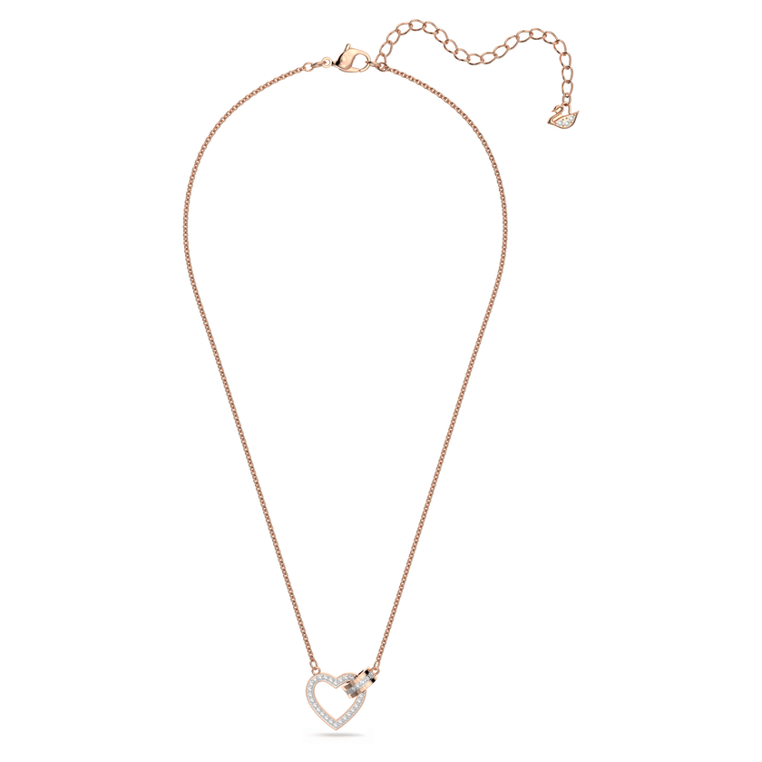 swarovski عقد lovely، على شكل قلب، لون أبيض، طلاء ذهبي وردي