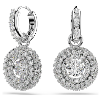 swarovski أقراط متدلية sublima، قطع مستدير، لون أبيض، طلاء روديوم