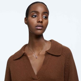 swarovski عقد una، قطع مثمن، لون وردي، طلاء بلون ذهبي وردي