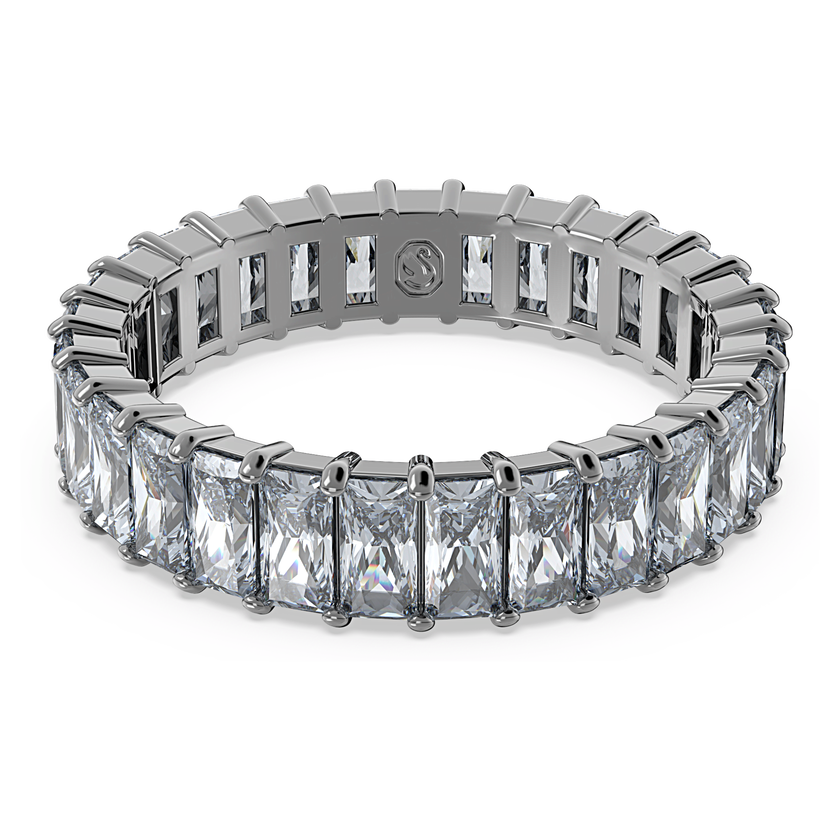 swarovski خاتم matrix، قطع باغيت، لون رمادي، طلاء روثينيوم