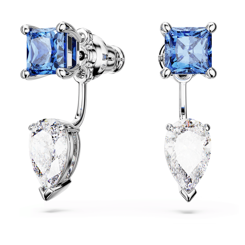 swarovski أقراط بحلية خلفية mesmera، قطع متنوع، قابلة للفصل، لون أزرق، طلاء روديوم