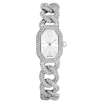 swarovski ساعة dextera chain، صناعة سويسرية، سوار كريستال، لون فضي، ستانلس ستيل