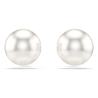 swarovski matrix stud earrings  crystal pearl  white  rhodium plated