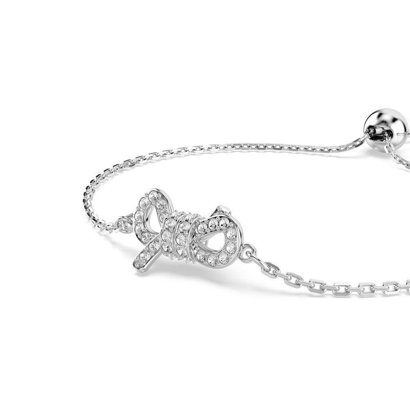 swarovski سوار lifelong، أحجار كريستال صغيرة متراصة، شكل أنشوطة، لون أبيض، طلاء روديوم