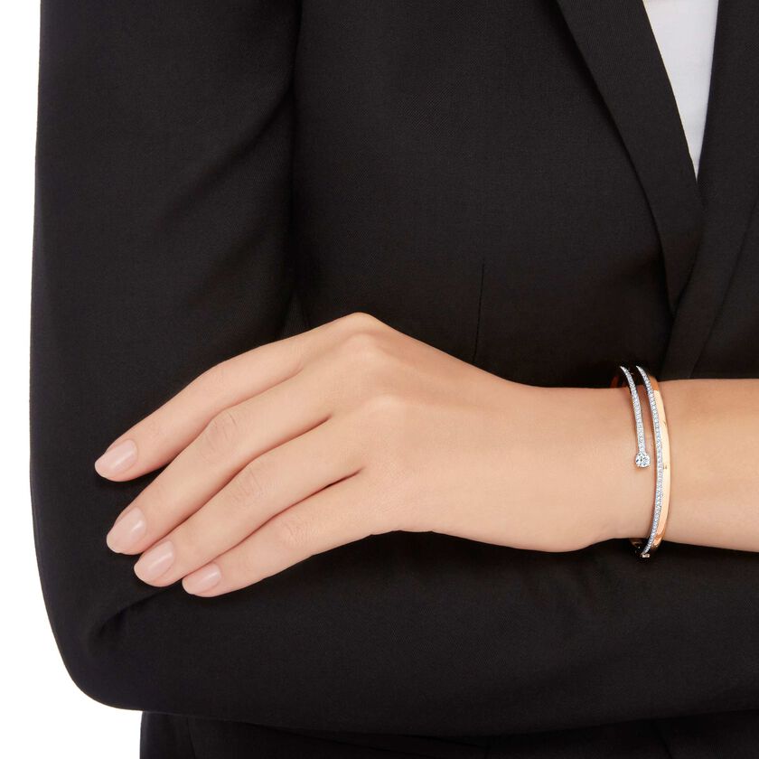 swarovski سوار fresh، قطع مُستدير، لون أبيض، لمسة نهائية من الذهب الوردي عيار 18 قيراط