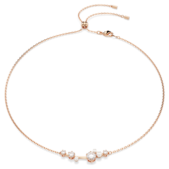 swarovski عقد constella، لآلئ كريستال، قطع مستدير، لون أبيض، طلاء باللون الذهبي الوردي