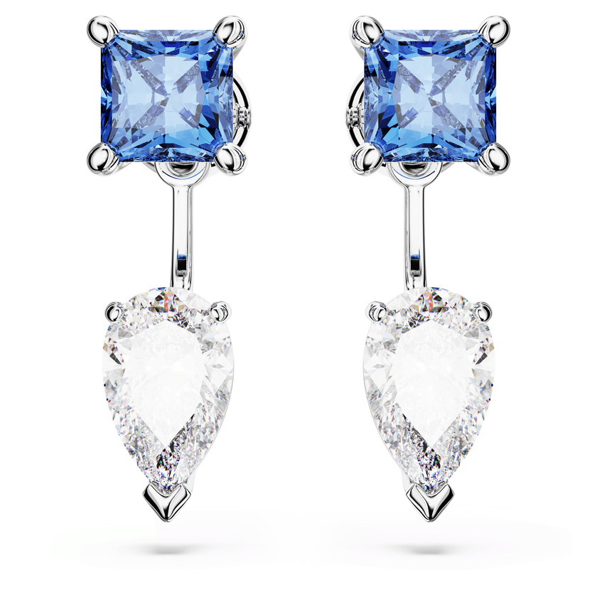 swarovski أقراط بحلية خلفية mesmera، قطع متنوع، قابلة للفصل، لون أزرق، طلاء روديوم