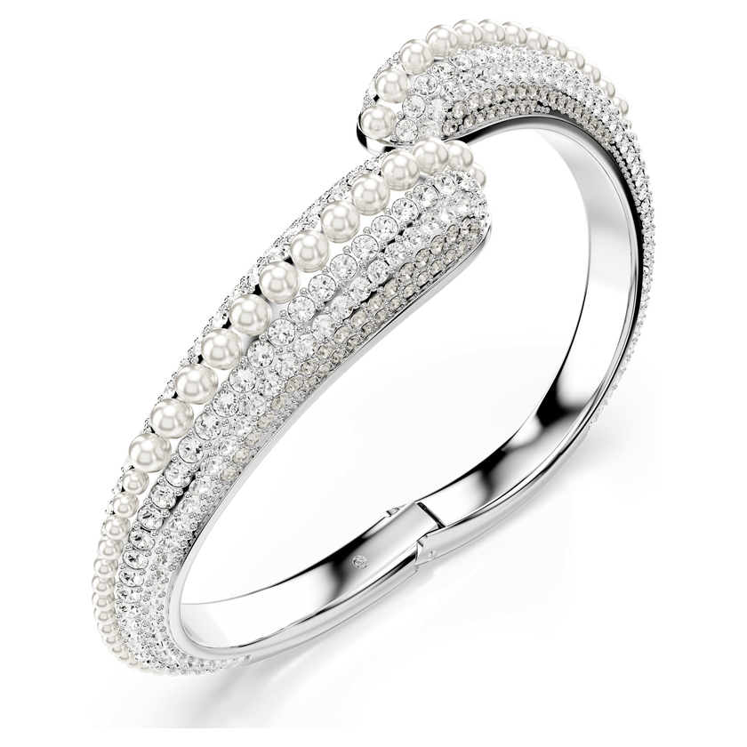 swarovski سوار sublima، لآلئ كريستال، قطع مستدير، لون أبيض، طلاء روديوم