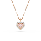 swarovski قلادة one، قطع على شكل قلب، أحجار كريستال صغيرة متراصة، شكل قلب، لون وردي، لمسة نهائية من معادن مختلطة
