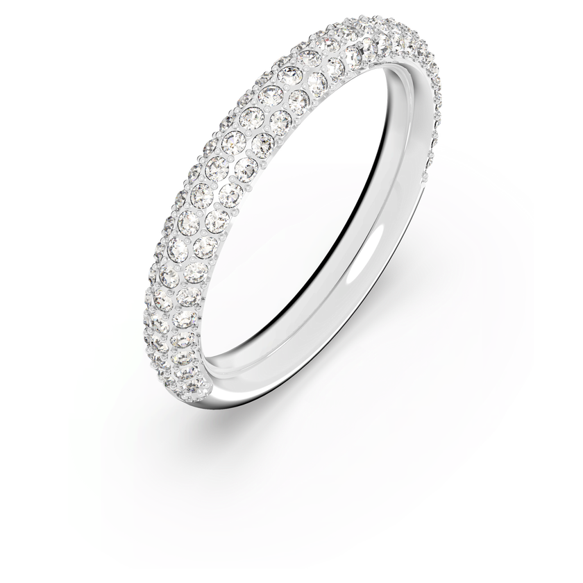 swarovski خاتم stone صغير، لون أبيض، طلاء روديوم
