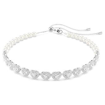 عقد شوكر تنس Ariana Grande x Swarovski، قطع متنوع، شكل قلب، لون أبيض، طلاء روديوم عقد شوكر تنس ariana grande x swarovski، قطع متنوع، شكل قلب، لون أبيض، طلاء روديوم