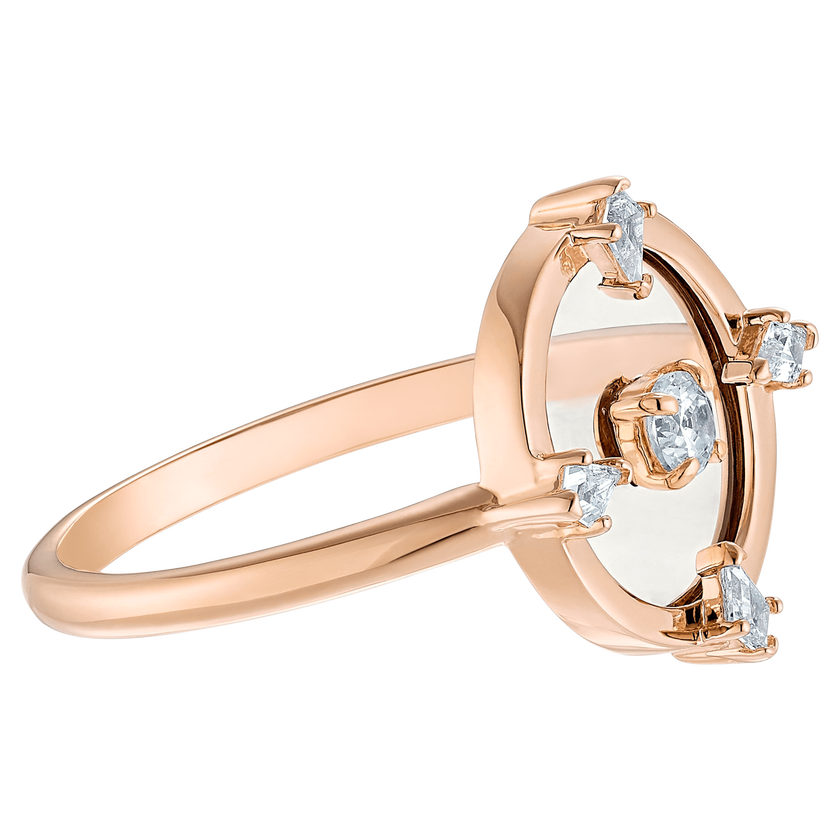 swarovski خاتم north motif ، أبيض ، مطلي باللون الذهبي الوردي