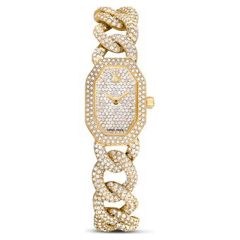 swarovski ساعة dextera chain، صناعة سويسرية، سوار كريستال، لون ذهبي، لمسة نهائية بلون ذهبي