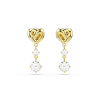 swarovski أقراط متدلية lifelong، قطع مستدير، شكل قلب، لون أبيض، طلاء باللون الذهبي