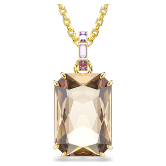 swarovski قلادة millenia، قطع مثمن، لون كراميل، طلاء باللون الذهبي