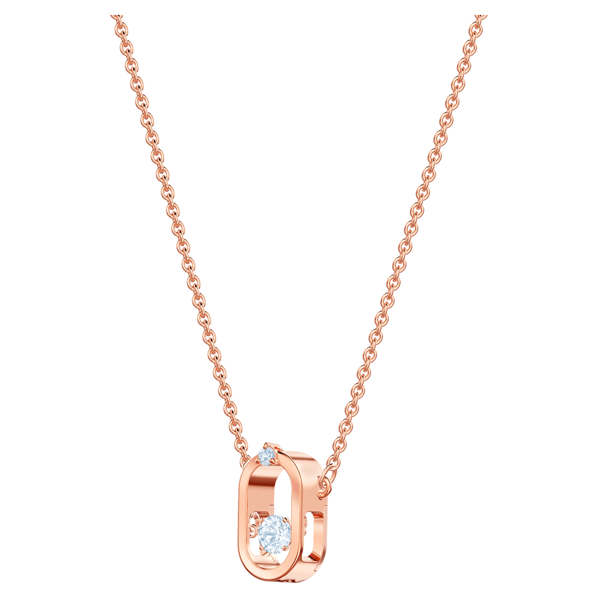 swarovski عقد north، لون أبيض، طلاء ذهبي وردي