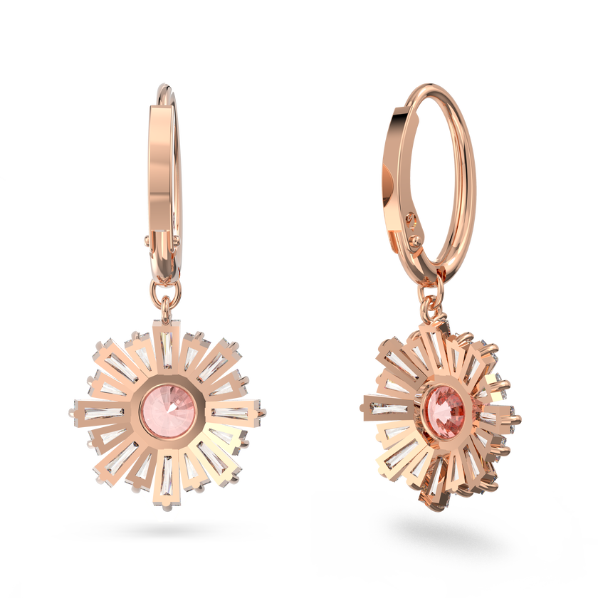 swarovski أقراط sunshine حلقية، لون وردي، طلاء ذهبي وردي