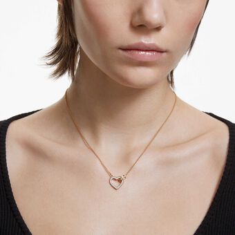 swarovski عقد lovely، شكل قلب، لون أبيض، لمسة نهائية من الذهب عيار 18 قيراط