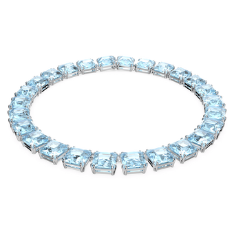 swarovski عقد millenia، مزدان بكريستالات مربعة، لون أزرق، طلاء روديوم