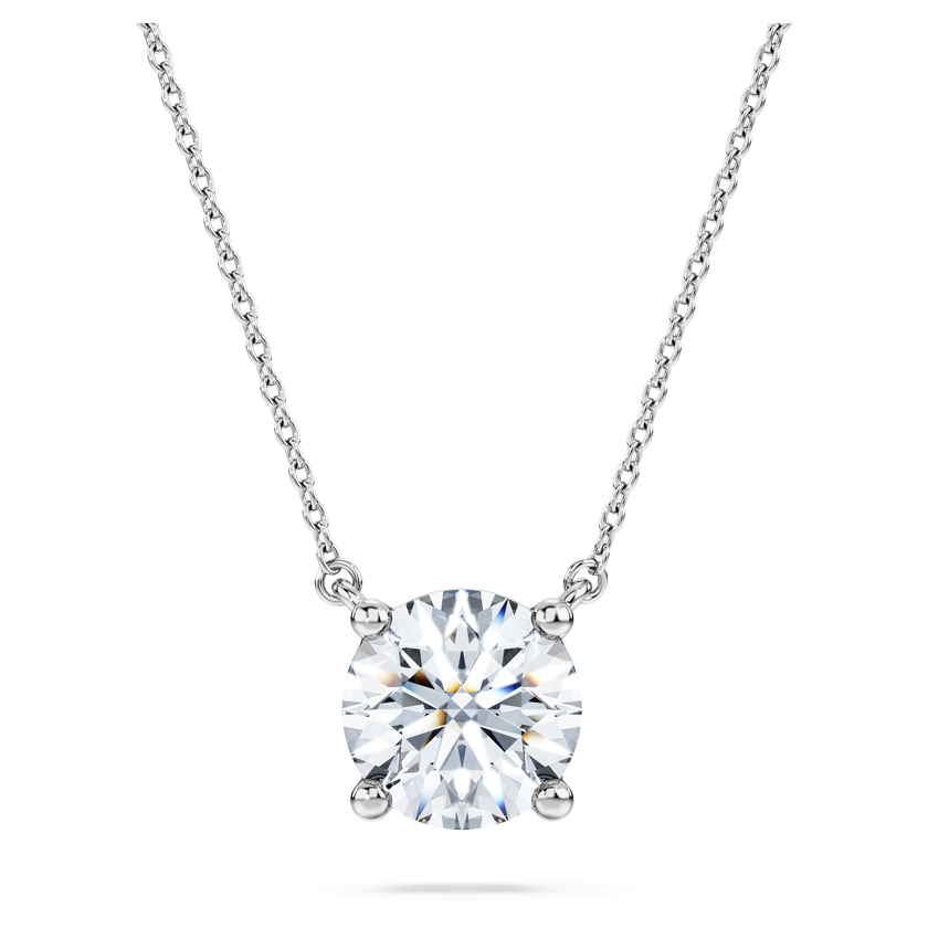 swarovski قلادة سوليتير eternity، ألماس مُصنع في المختبر بإجمالي 2 قيراط، شكل دائري، ذهب أبيض عيار 18