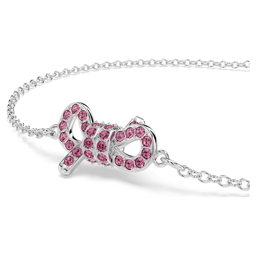 swarovski سوار lifelong bow، على شكل أنشوطة، لون وردي، طلاء روديوم