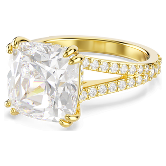 swarovski خاتم كوكتيل stilla، قطع مربع، لون أبيض، طلاء باللون الذهبي