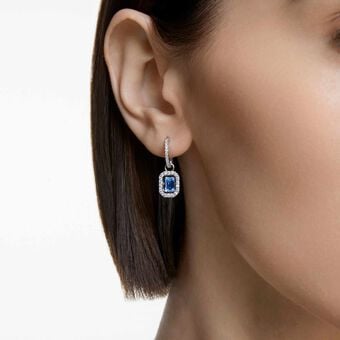 swarovski أقراط متدلية una، قطع مُثَمَّن، لون أزرق، طلاء روديوم