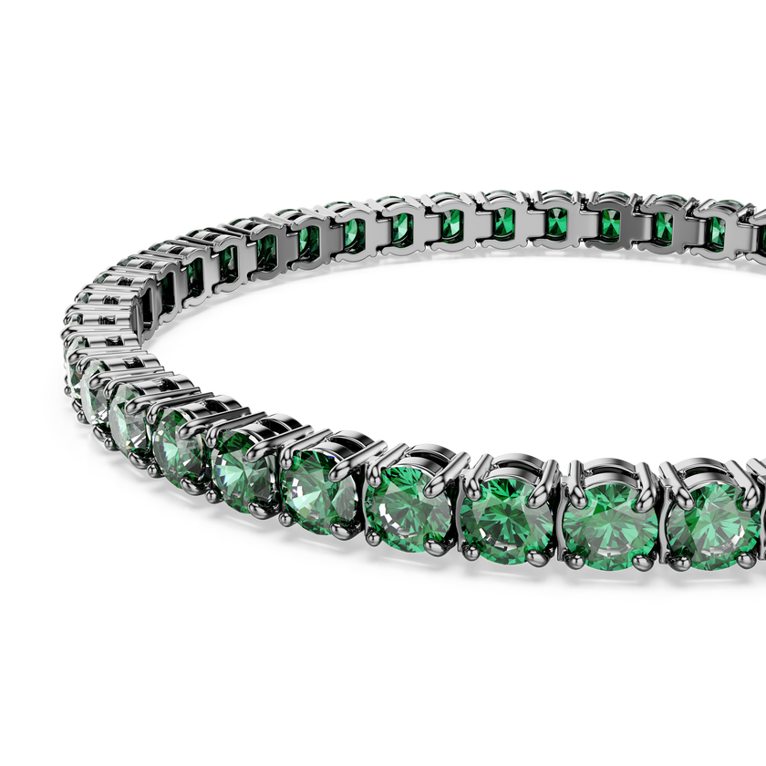 swarovski سوار matrix tennis، قطع مستدير، لون أخضر، طلاء روثينيوم