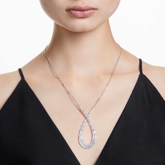 swarovski قلادة hyperbola، قطع متنوع، شكل إنفينيتي، لون أبيض، طلاء روديوم