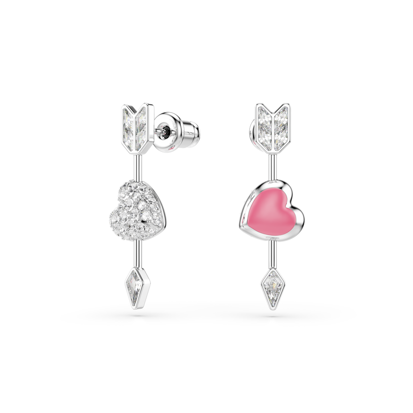 swarovski أقراط متدلية idyllia، قطع متنوع، شكل قلب وسهم، لون أبيض، طلاء روديوم