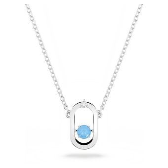 swarovski عقد sparkling dance من سواروفسكي، قطع مستدير، شكل بيضاوي، لون أزرق، طلاء روديوم