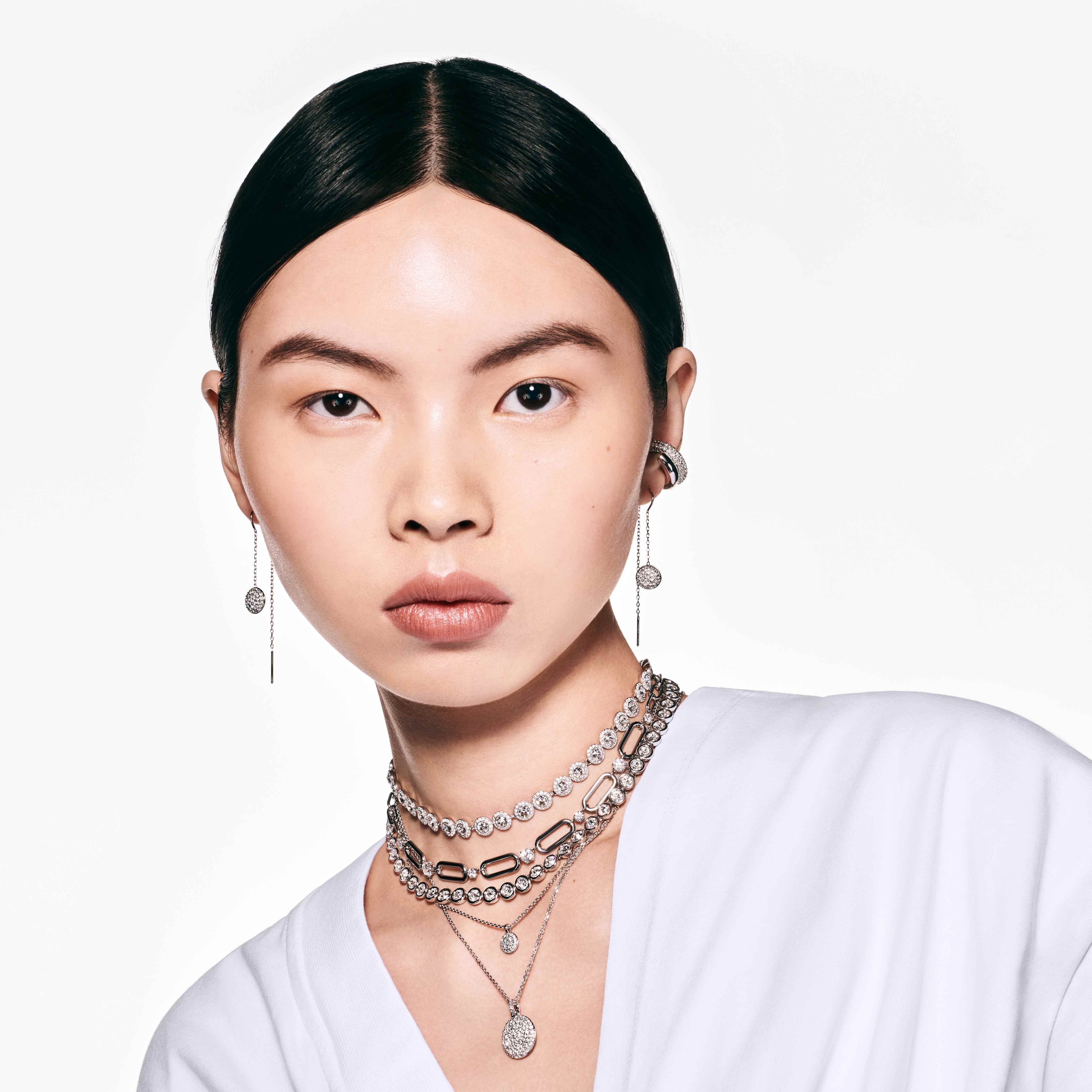 swarovski عقد imber، قطع مُستدير، لون أبيض، طلاء روديوم