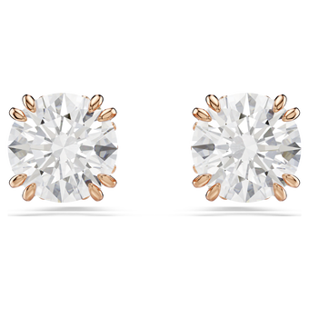 swarovski أقراط دبوسية stilla، قطع مُستدير، لون أبيض، لمسة نهائية من الذهب الوردي عيار 18 قيراط