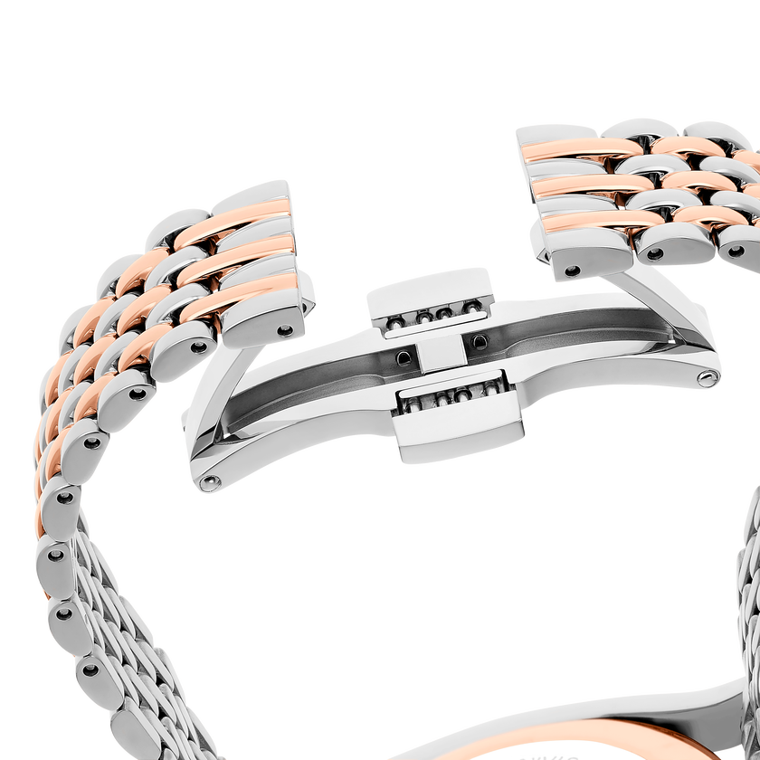 swarovski ساعة crystalline aura، صناعة سويسرية، سوار معدني، لون ذهبي وردي، لمسة نهائية من معادن مختلطة