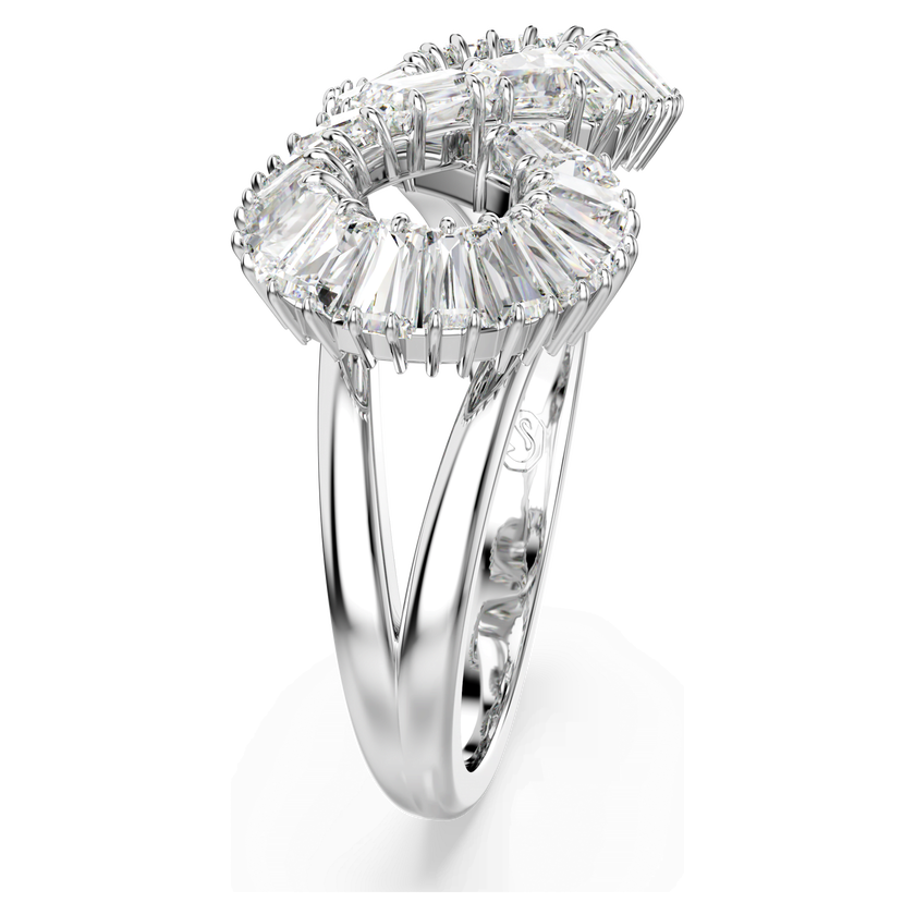 swarovski خاتم كوكتيل hyperbola، شكل إنفينيتي، لون أبيض، طلاء روديوم