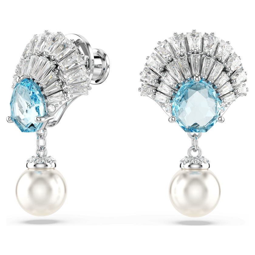 swarovski أقراط متدلية idyllia، على شكل صدفة، لون أزرق، طلاء روديوم