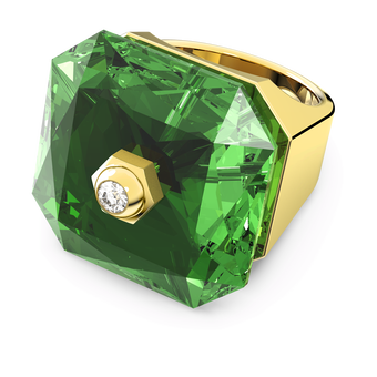 swarovski خاتم studiosa، مزدان بكريستالات مثمنة، لون أخضر، طلاء باللون الذهبي