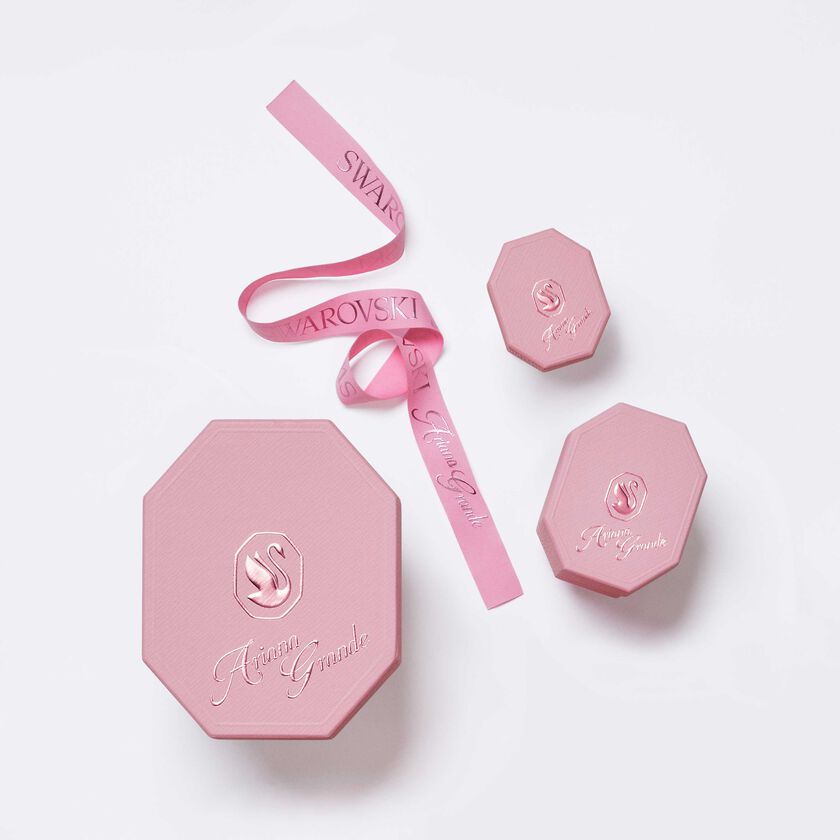 عقد ariana grande x swarovski، لؤلؤة كريستال، قطع على شكل قلب، شكل قلب، لون أبيض، طلاء روديوم
